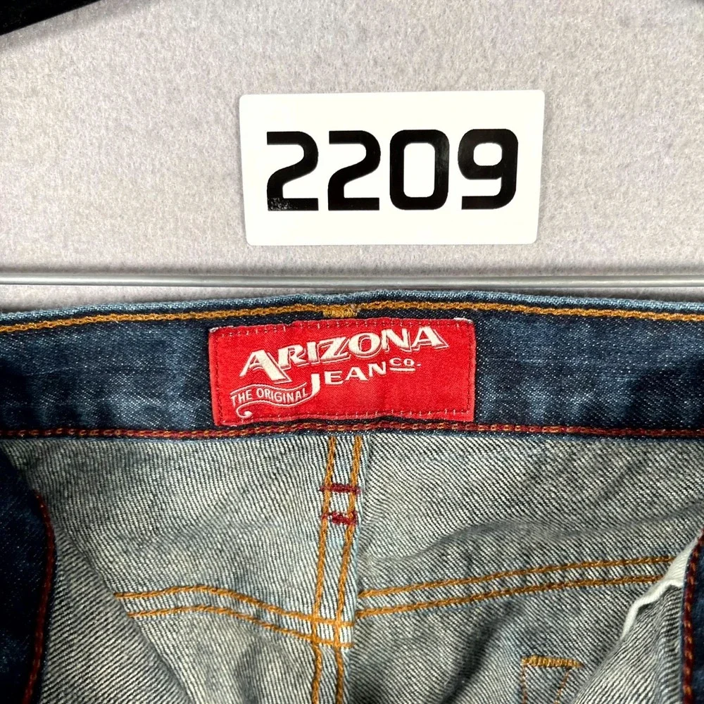Y2KArizona Jeans Men 38x29 Blue Denim Cotton Dark Wash‎ Whiskers Detail Straight